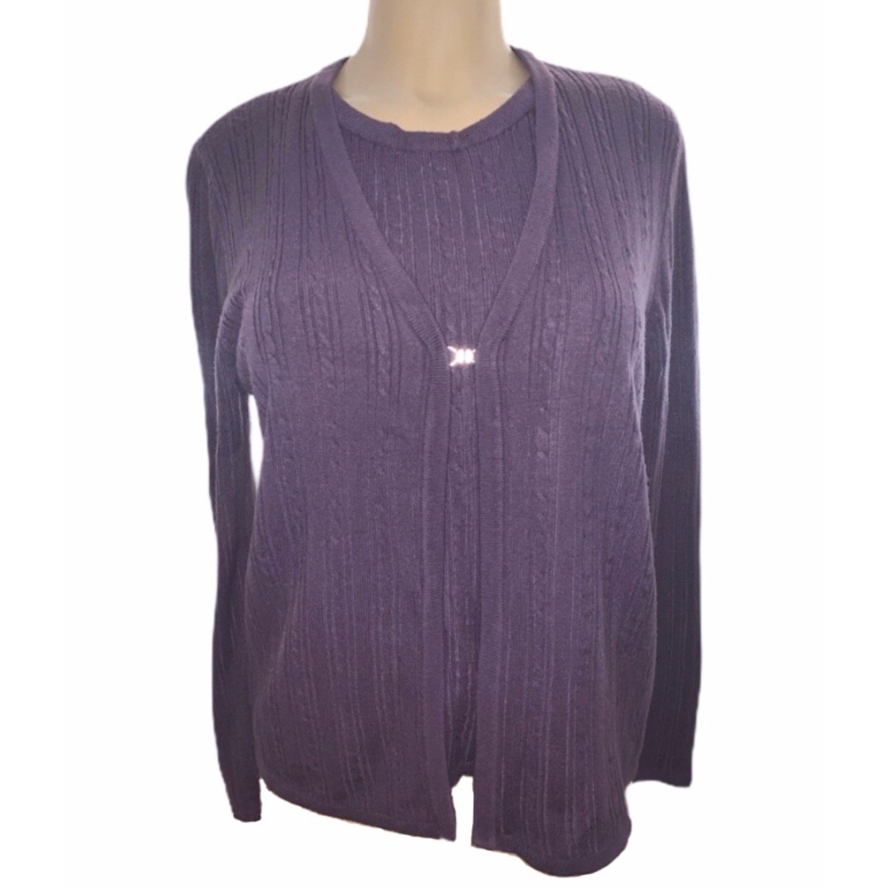 Croft & Barrow Cardigan Shell Cable Knit Sweater M